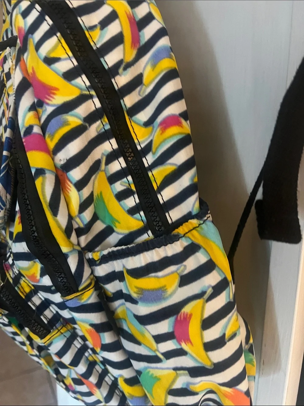 EUC Kipling Banana Print Backpack - Black, White & Yellow Multicolor